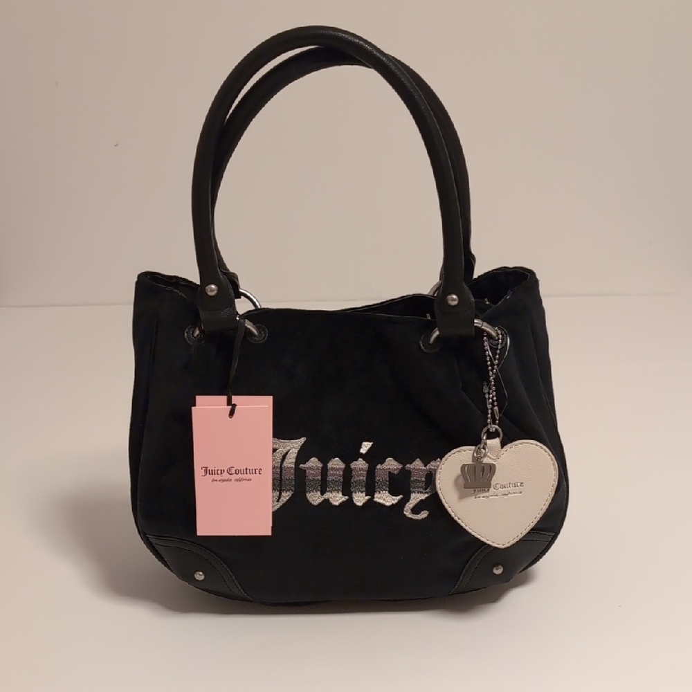 Juicy Couture Black Shoulder Bag with Heart Charm